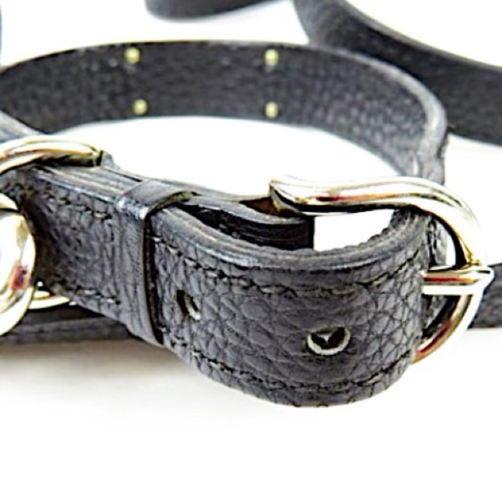 Authentic Hermès Black Kelly Cadena Dog Collar & Leash in Togo Leather - Picture 6 of 8